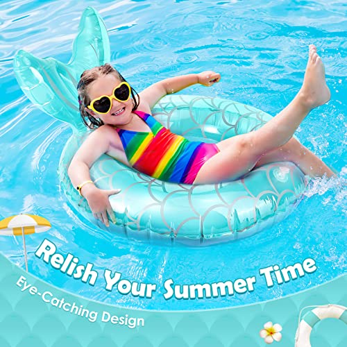 HeySplash Pool Inflatables for Kids Mermaid Inflatable Pool Toys Rubber Ring, Cute Swimming Float Tube - Image 2