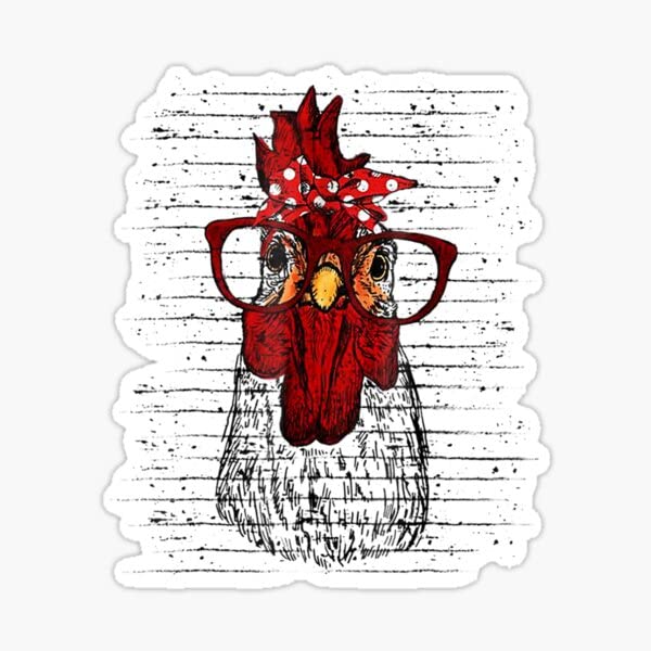 Chicken with Headband Cute Sticker | Vinyl | Decal forWindow, Laptop, Water Bottle, Books 5"