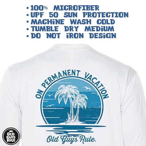OLD GUYS RULE Men's UPF 50+ Sun Protection Long Sleeve Fishing Shirt, On Permanent Vacation - Fun Father's Day, Birthday Gift4