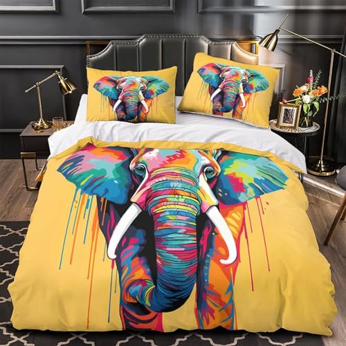 Housse de couette éléphant coloré 140x200 microfibre 3D - 2