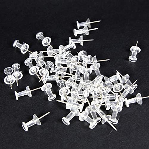 Bazic Transparent Push Pins, Clear, 100 Per Pack (Packaging May Vary) #TOP4