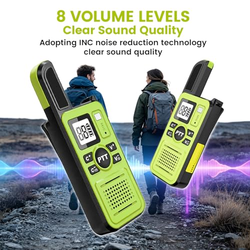 Image of Super Mini Walkie Talkies Long Range with Earpiece, Portable 2 Way Radios | ﻿Walkie Talkie for Adults, 22 Channel, Up to 24 Hours Battery Life,Clear Communication for Team, Restaurants, Outdoor, Green