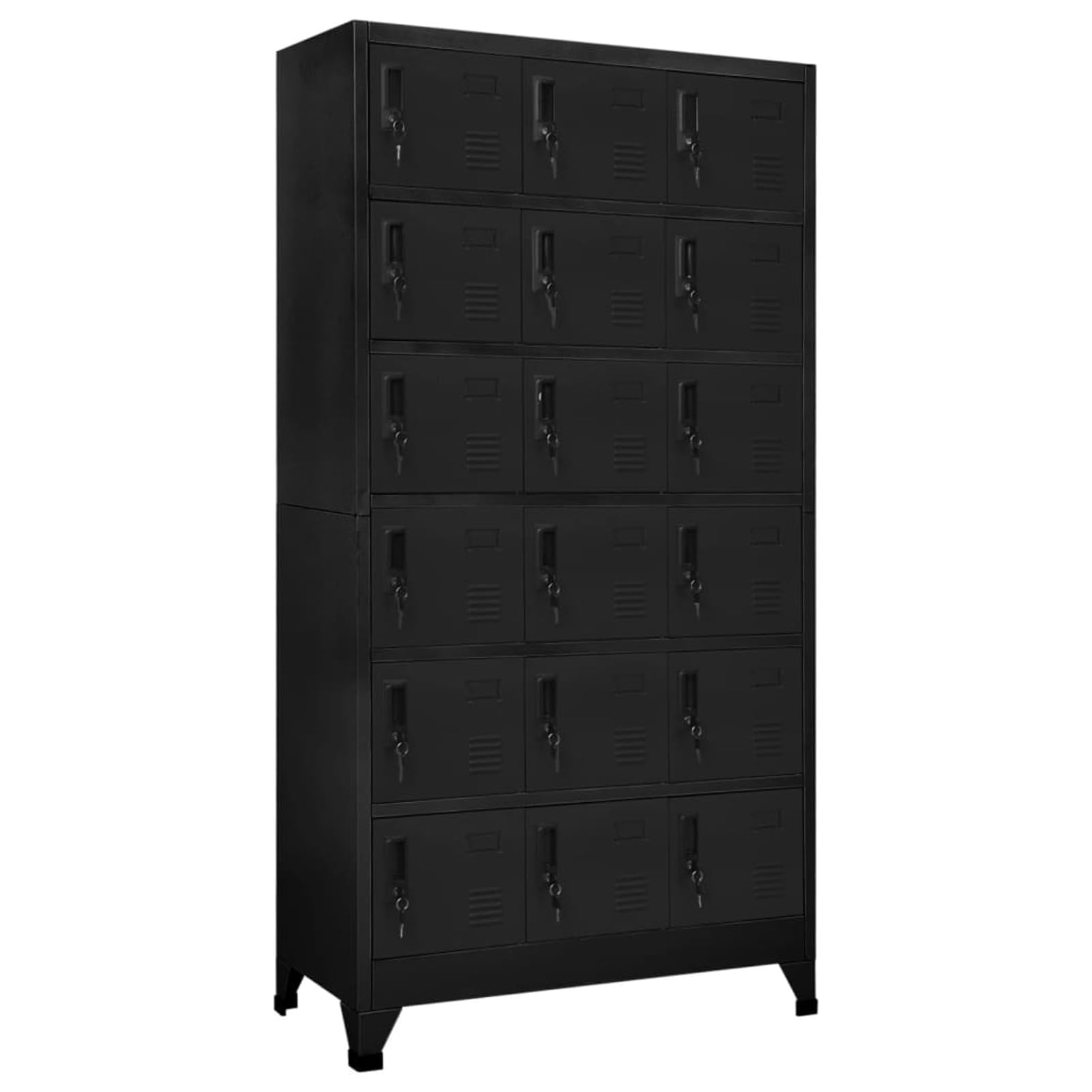 Gecheer Armadietto con Serratura Nero 90x40x180 cm in Acciaio