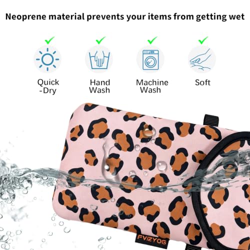 Image of Neoprene Phone Sleeve Pouch Case Bag for Men Women w /Crossbody Strap /Neck Lanyard for iPhone 17 /16 /15 /14 Pro Max, Samsung S25,Pixel 10 Leopard Print