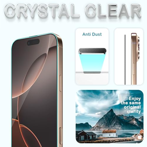 Image of ArmourPro Military-Grade Gorilla Borderless Tempered Glass for iPhone 16 Pro Max (6.9 Inches) with Installation Kit | Anti Dust Mesh Filter, Shatterproof, Full Screen Coverage