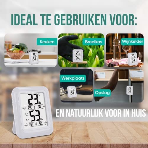 Strex Digitale Thermo Hygrometer Wit - Digitale Thermo Meter Binnen - Hygro Meter Binnen - Weerstation Met Luchtvochtigheidsmeter - Inclusief Batterij - Afbeelding 5