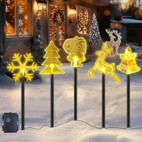 YeahBoom 5 Stück Acryl Weihnachtsbeleuchtung Außen,LED Gartenstecker...