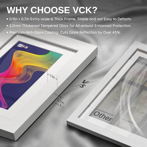 Image of VCK 8.5 by 11 Picture Frame 2 Pack, White Wood, 6x8 Mat, Glass, for Diploma