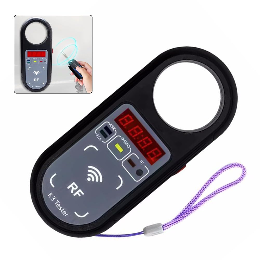 K3 Testeur de fréquence de clé à distance 100-999 MHz Détecteur de signal de clé de voiture avec détection Ask FSK, outil de diagnostic automobile, analyseur de signal RF pour porte-clés et véhicule