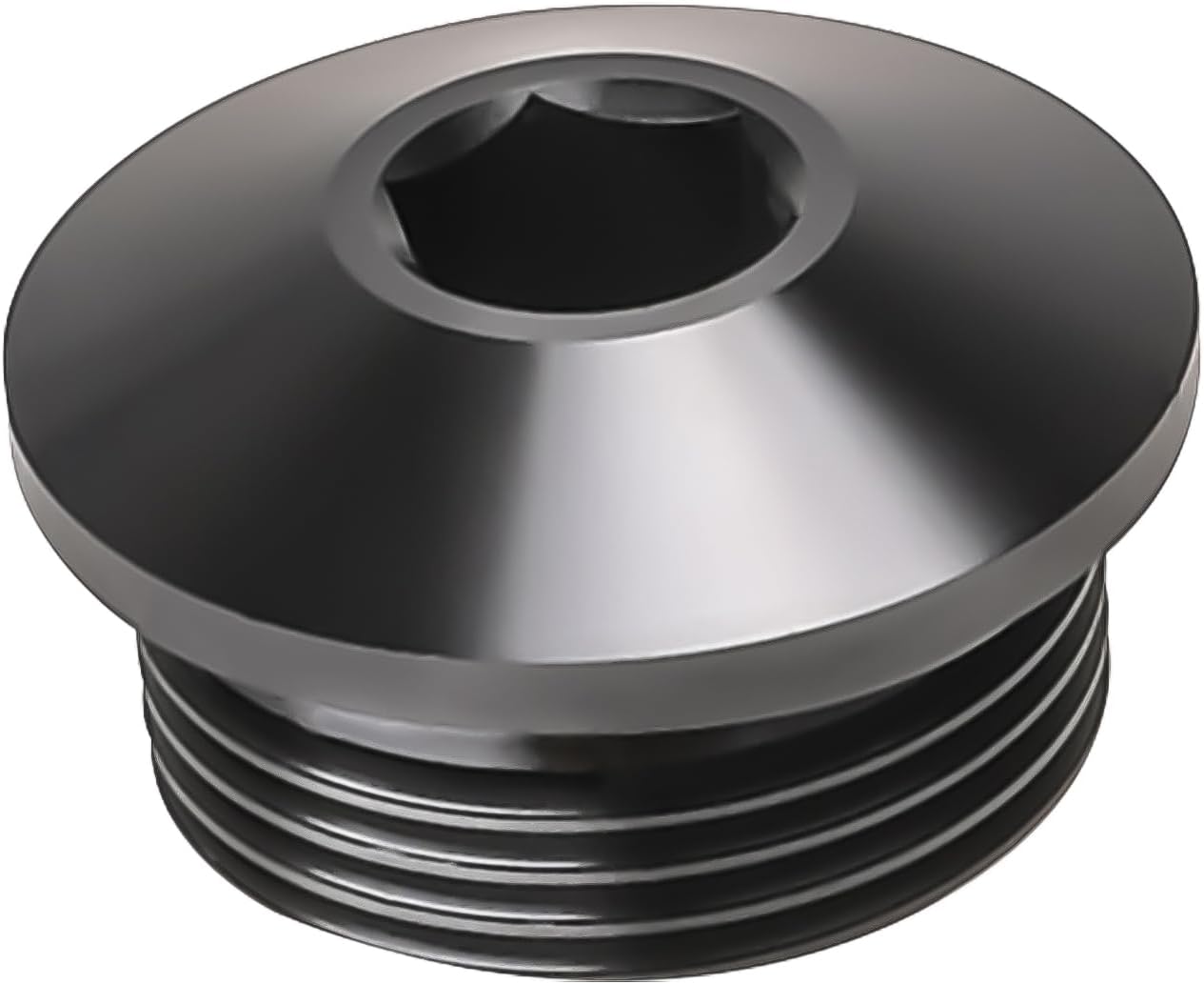 16AN Male Hex Socket Plug ORB Port with O Ring Fitting Adapter Aluminum Black, Pack of 2