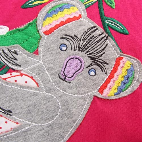 Girls Dresses Toddler Girls Short Sleeve Dress Girl's Casual Duck Rabbit Applique Dress for Kids 3-9Y4
