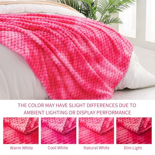 Image of Exclusivo Mezcla Fleece King Blanket for Bed, Extra Large Fuzzy Tie-dye Hot Pink Bed Blankets, Soft Cozy Plush Sofa Throws for All Seasons, 90x104 Inches