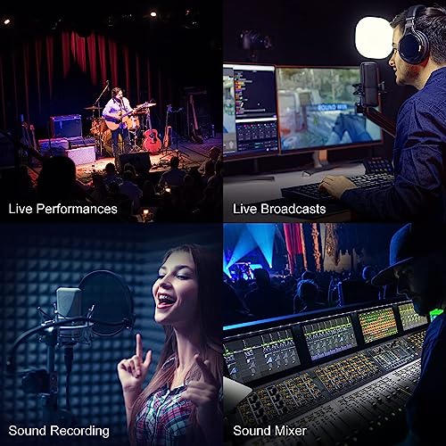 Nuosiya Phantom Power 48V, 1-Channel Phantom Power Supply For Condenser Microphone With 10Ft Xlr Female To Male Mic Cable，Dual Charging Ports, Metal Box, Black #TOP6