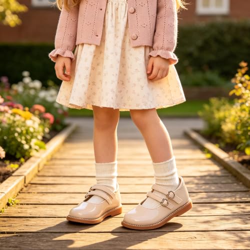 Image of GINFIVE Toddler Girls Mary Jane School Oxford Dress Flat Shoes for Wedding