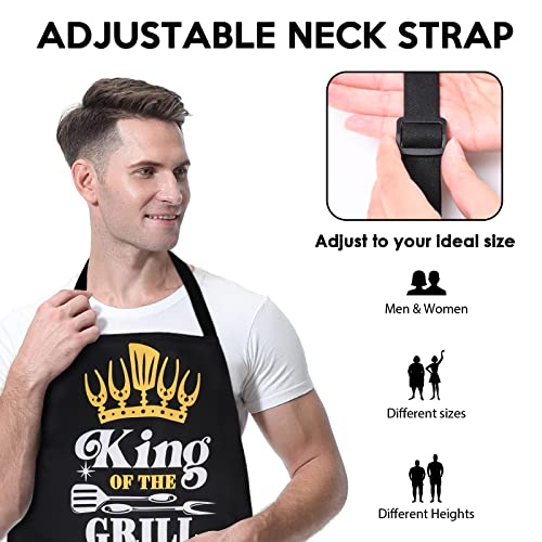 Aspmiz Funny Fathers' Day Kitchen Apron, Black Chef Bib Apron For Dad, Water Oil Resistant Apron With Pocket, Adjustable Bbq Apron For Grilling Cooking Husband Adults Daddy Gift, 27.5" X 31.5" #TOP4