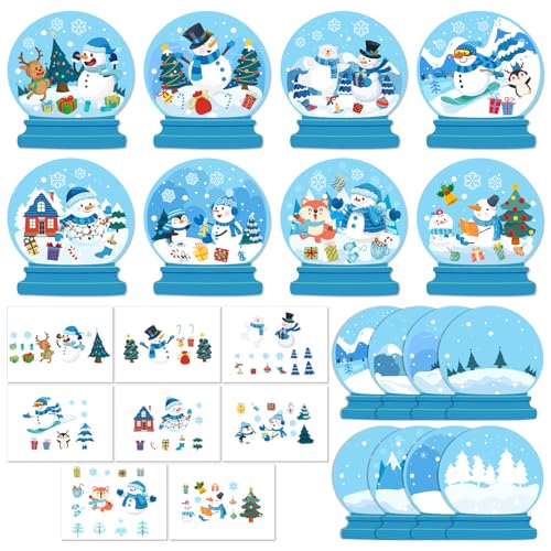 Tinlade 24 Sets Winter Sticker Craft Kits with Crystal Ball