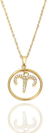 Zodiac Constellation Horoscope Pendant Necklaces Gold Plated Astrology Necklaces for Women Best Gift for birthday Jewelry New Year Mother’s day Christmas wedding