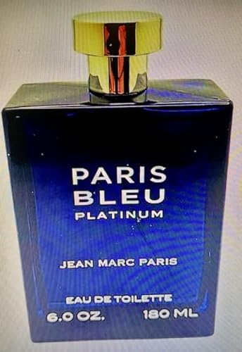Paris Bleu Platinum Eau de Toilette for Men by Jean Marc, 6 FL OZ (177 ml) – Rich Vanilla, Pistachio, and Sandalwood Notes – Sophisticated Fragrance for Everyday Wear