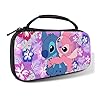 Xcitifun Carrying Case Designed for Nintendo Switch for Kids Girls Boys Cute Kawaii Travel Carry Bag for Switch / Lite / OLED 10 Game Cartridge Switch Protective Cover Carrying Cases - Purple Dogs