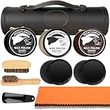 Shoe Polish Kit - Shoe Shine Kit | Leather Care Set with Horsehair Brush & Wooden Applicator | Portable Travel...