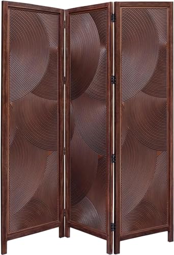 Image of Classic Wood and Craft Wooden Room Divider Partition for Living Room, Privacy Partition, Partition Wall, Divider for Makeup Studio /Office (3 Panels - Round Frame Design)