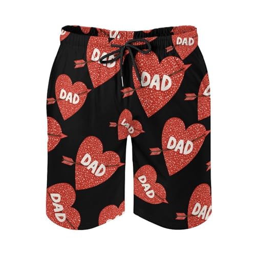 Dad Tattoo Heart with Arrow Mens Swim Trunks Quick Dry Board Shorts Beach Swimwear Bathing Suits2