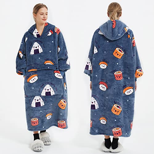 Image of KFUBUO Wearable Blanket Hoodie for Adults Sherpa All Patterns Oversized Sweatshirt Blanket with Pocket