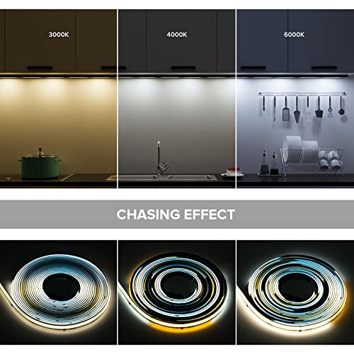 Image of SEZO COB CCT IC Addressable LED Strip FCOB CCT WS2811 IC Chasing High Density Tunable 3000K-6000K 9.8FT DC24V 576LEDs /M CRI 90+ IP30 LED Tape for Indoor DIY Decoration (Not Included SPI Controller)