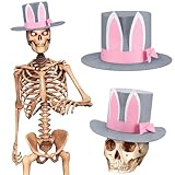 Geyoga 12 ft Skeleton Accessories Easter Bunny 12 Foot Skeleton Hat Rabbit Ear Costume Outdoor Giant Skelly Clothes for Garden Lawn Spring Decor