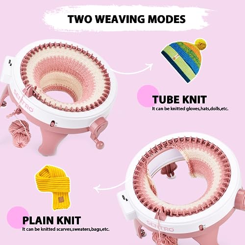 Hprampi Máquina de tricô com 48 agulhas com contador de fileiras, máquina de tricô DIY para adultos