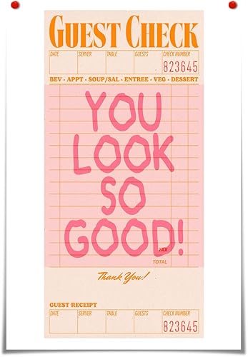 JCFOAS Lienzo retro de moda para pared, diseño de galería inspirador, color rosa y naranja, con texto en inglés You Look So Good (You Look So Good),