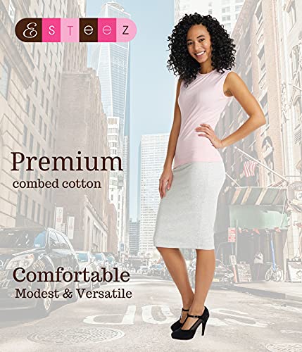 Image of ESTEEZ Women's Sleeveless Fitted Tank Top - Stretch Cotton Blend, Layering Essential