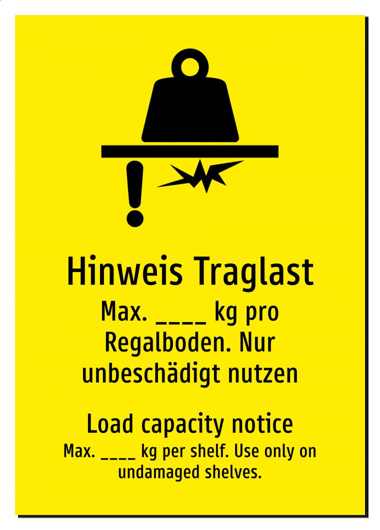 51034-DEEN-S-08 | Hinweis Traglast Schild/Aufkleber - Deutsch