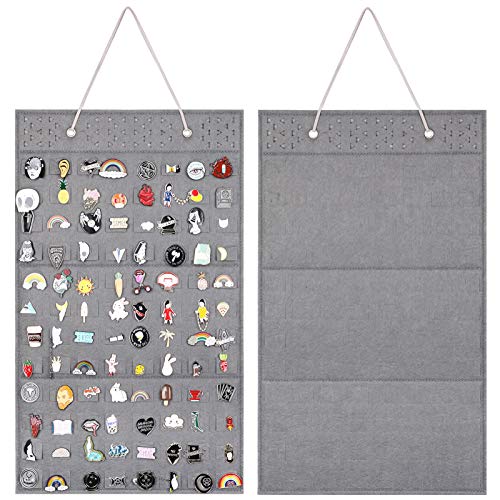 AROUY Wall Hanging Brooch Pin Display Organizer - Enamel Pin Display and Brooch Collection Storage Holder for Women or Men, up to 96 Pins (Organizer Only) (Dark Gray)