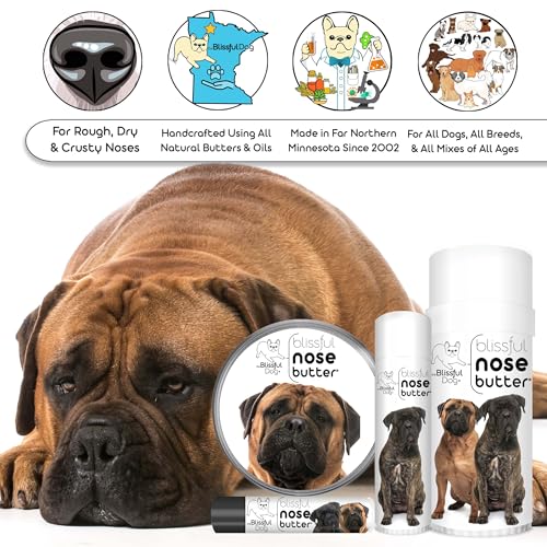 Image of The Blissful Dog Bullmastiff Nose Butter for Dry, Cracked Skin, Lick-Safe Dog Nose Balm with Moisturizing Shea Butter, Almond, Olive, and Essential Oils, Pet Supplies, Uncented, 1 oz.