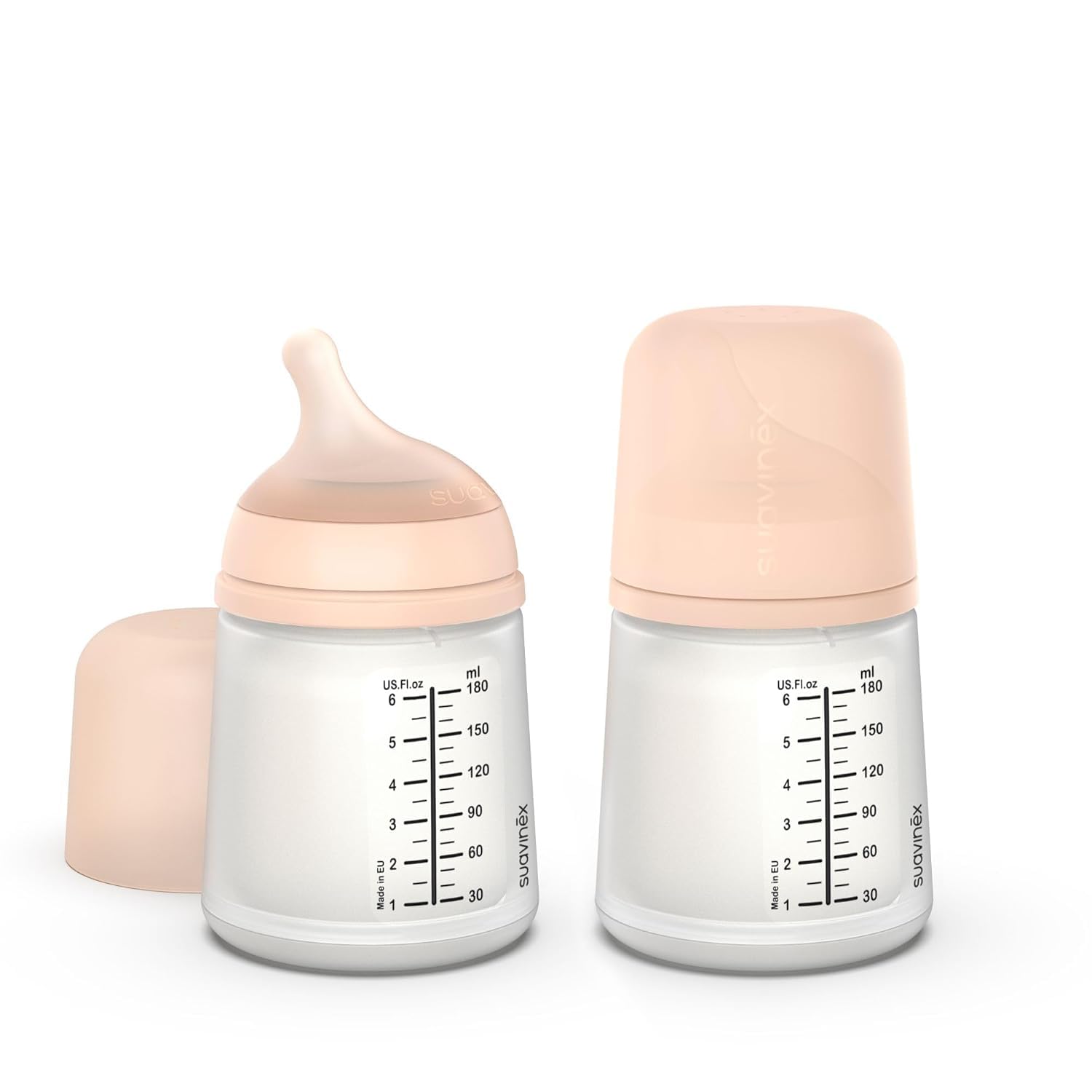 Suavinex, 2er Pack Anti-Colic Babyflasche Zero Zero, mit anpassbarem Silikon-Sauger (A), für Babys ab 0 Monaten und Neugeborene, speziell für Stillen, Muttermilch und Säuglingsnahrung, 180 ml, Fair