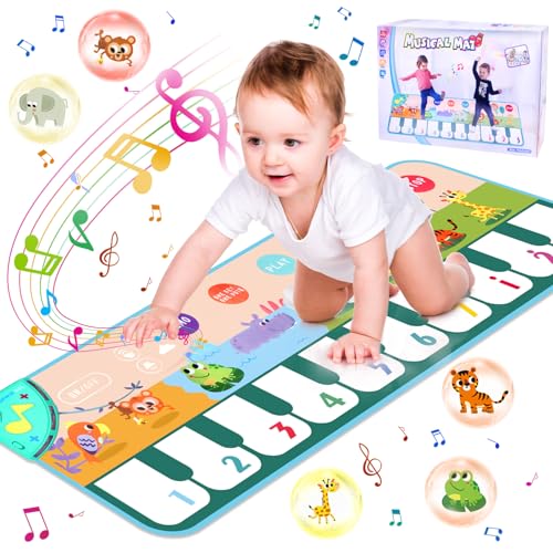【Regali Perfetti per i Bambini】Il tappeto musicale colorato può simulare la visione dei bambini. Il design a tema zoo fa giocare i bambini con diversi animali. È un buon regalo di compleanno o di Natale e di altre festività per bambini e bambine di 1 2 3 4 5 6 anni.