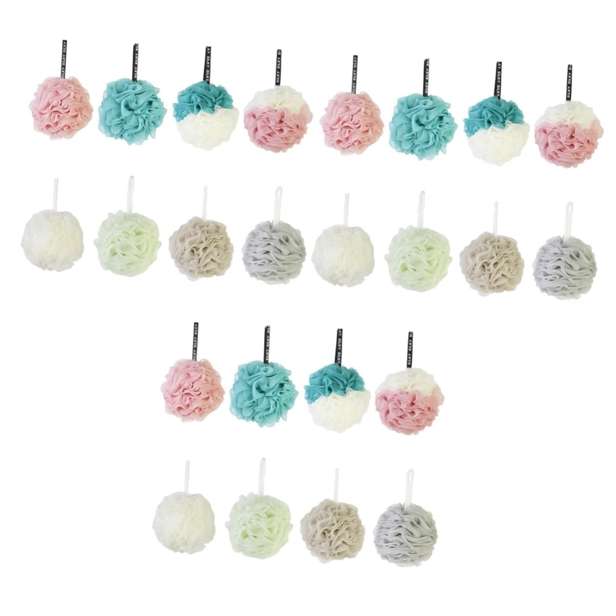 minkissy Esponja Grande De Bola De Ducha De Puf De Malla De Bola De Baño De 24 Piezas