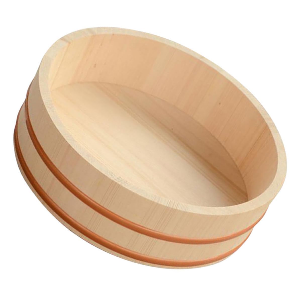 Seau à Sushi Rond en Bois et Cuivre, Grand Format Cuisine Japonaise
