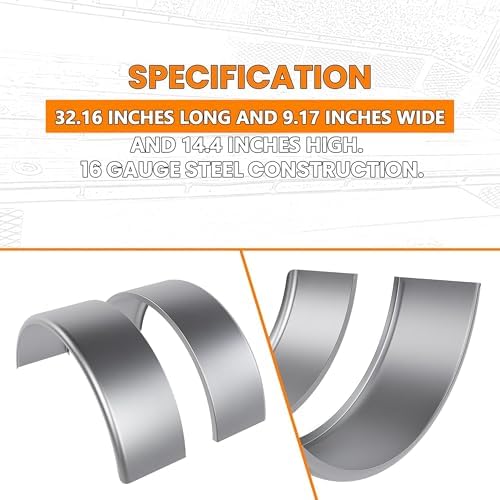 Image of HECASA Single Axle Trailer Fenders W /Fender Backs Fits 14 inch to 16 inch Wheels | 32 inch x 9 inch x 15 inch Replacement for Car Hauler Trailer Cargo Trailer Utility Trailer Landscape Trailer Steel Round (2Pcs)