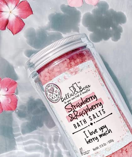 Bella & Bear Strawberry & Raspberry Bath Salts, Foot Soak, Detox, Fruity Scent,17.6Oz #TOP5
