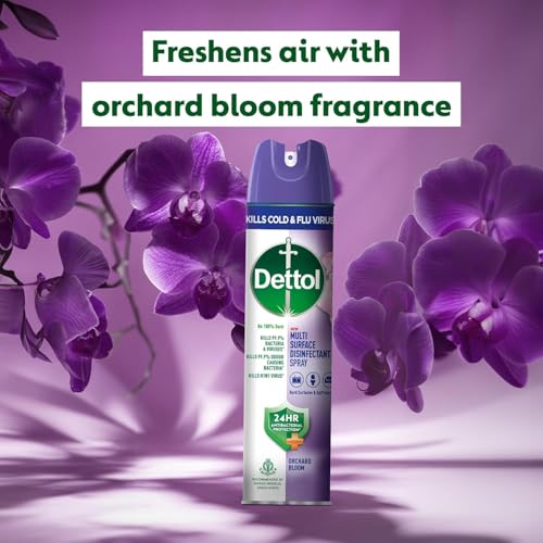 Image of Dettol Multi-Surface Disinfectant Sanitizer Spray Bottle, 225ml - Pack of 2 (Orchard Bloom)