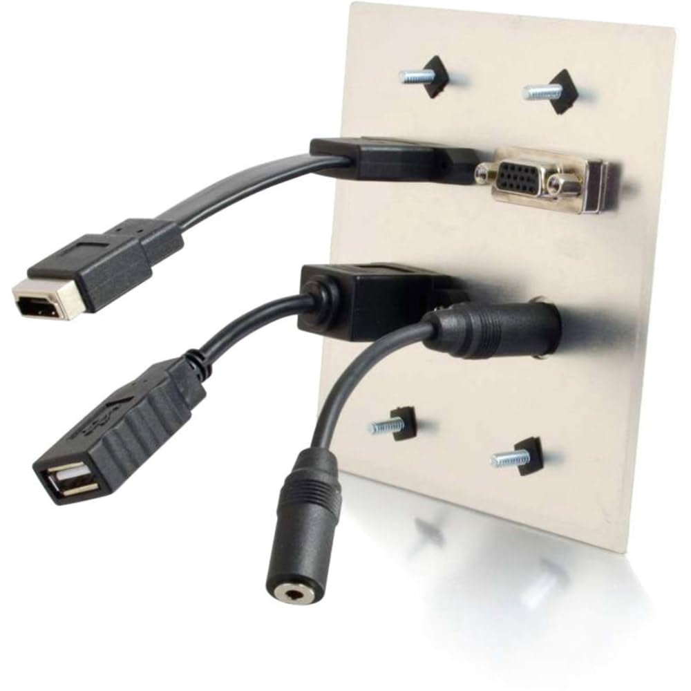 C2G 39703 zmieniacz płci/kabli HDMI F, HD15 F, 3.5mm Stereo F, USB-B F Aluminium