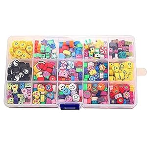 Froiny 300 stuks rijgkralen, smiley-kralen, kralen om te rijgen, knutselparels, kleurrijke 3D-glimlachparels voor…