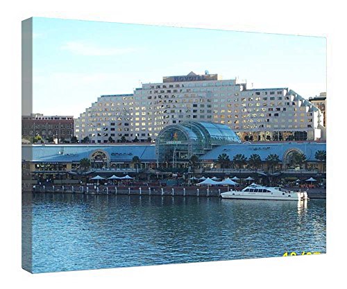Toile Darling Harbour Sydney avec cadre bois de 40x50 cm pour décoration murale élégante