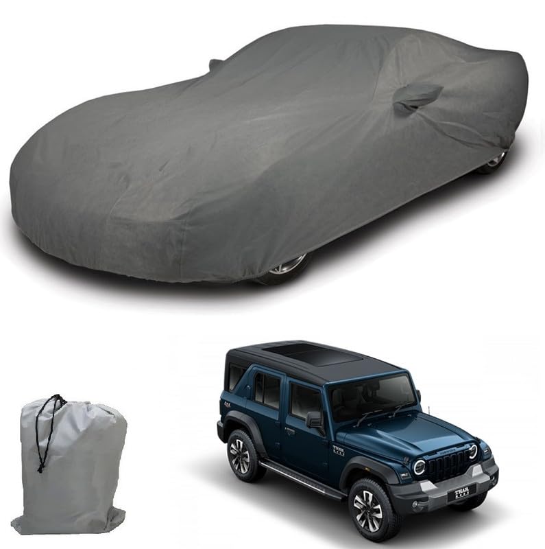 Image of ARCUATE Triple Layer Custom fit Car Body Cover for Mahindra Thar Roxx |Top Layer Dustrproof | Middle Layer Waterproof | Bottom Layer Scratch Protection | Outdoor Indoor Fabric