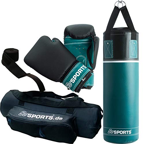 ScSPORTS® Boxsack - Set, 5.5/12kg, Gefüllt, mit Boxhandschuhen, Bandagen, Nylongurt, Tasche, PVC - Sandsack, Boxset, Boxsack-Set für Zuhause, Erwachsene, Boxing, Kickboxen, Boxen, MMA (5.5 kg) ScSPORTS® Boxsack - Set, 5.5/12kg, Gefüllt, mit Boxhandschuhen, Bandagen, Nylongurt, Tasche, PVC - Sandsack, Boxset, Boxsack-Set für Zuhause, Erwachsene, Boxing, Kickboxen, Boxen, MMA (5.5 kg)