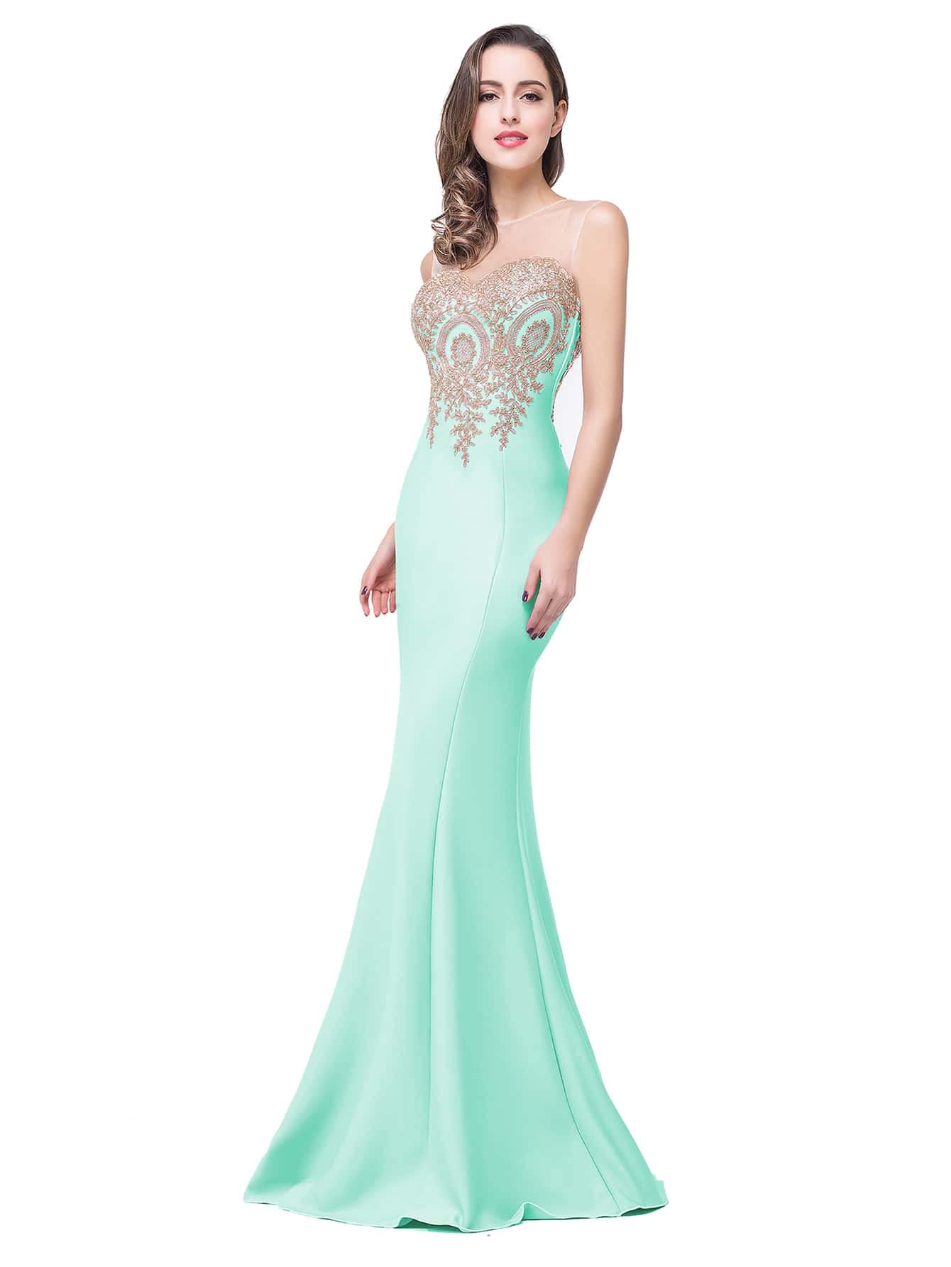 Amazon.com: Neeno Women's Dresses Flower Embroidered Cut Out Back Mermaid  Hem Dress Dress for Women(Mint Green,X-Large) : Clothing, Shoes & Jewelry