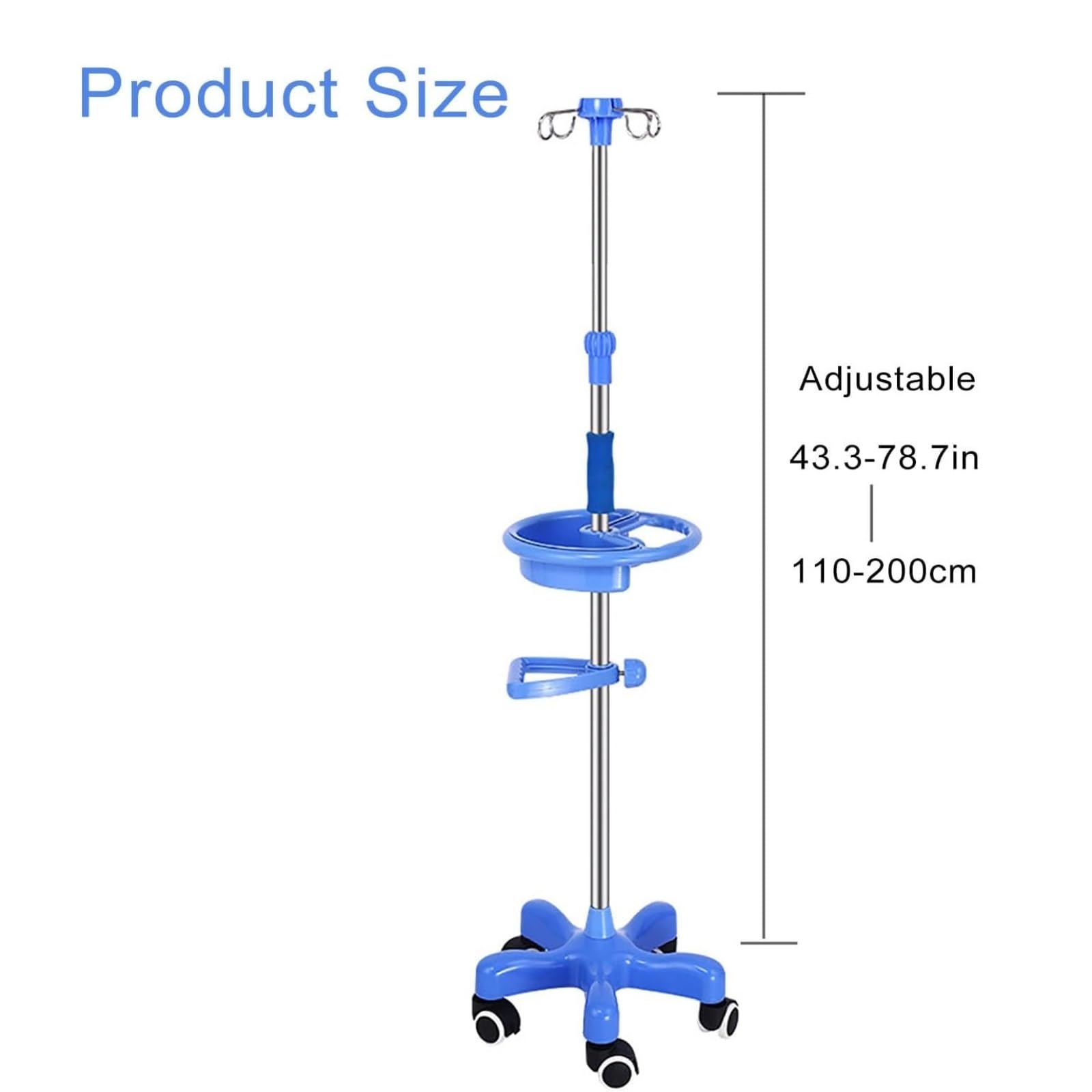 Asta portaflebo con ruote regolabile in acciaio inox asta per flebo | Supporto for flebo Maniglia regolabile in altezza 4 Supporto for sacche di liquidi 5 Ruote