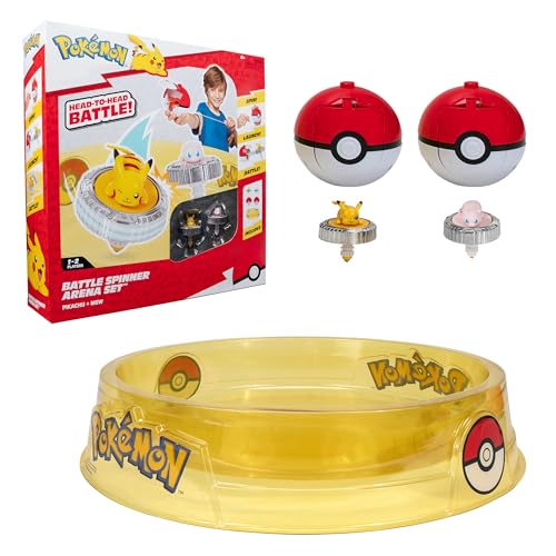 Pokémon Battle Spinner Arena Set – Dois Spinners de batalha com dois lançadores de bolas Poké Spinner e Battle Arena